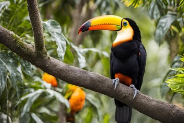 Naklejka premium Toucan with Orange Beak