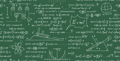 Seamless blackboard science principles calculation background formula.