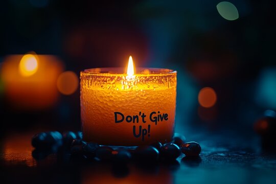 Burning Candle with Inspirational Message