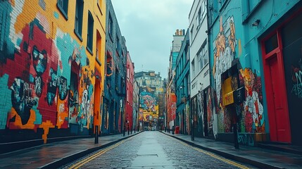Fototapeta premium Vibrant Street Art: A City's Colorful Canvas