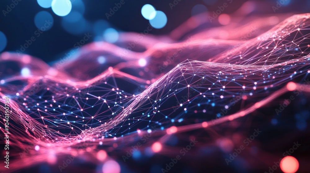 Poster futuristic digital display with ai neural network patterns, perfect for copy space