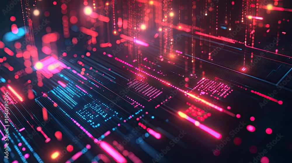 Poster futuristic digital display with ai neural network patterns, perfect for copy space