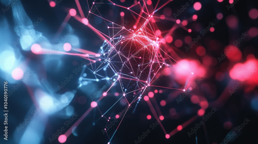 Poster futuristic digital display with ai neural network patterns, perfect for copy space