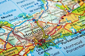 Portsmouth and Mtsensk Road Map Highlighting Geography and Navigation
