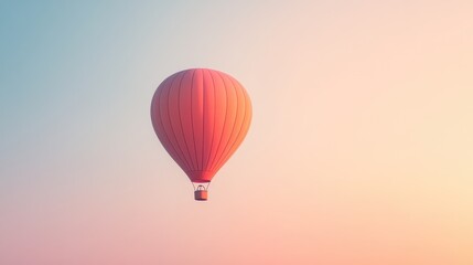 Obraz premium A vibrant hot air balloon drifts gracefully in a soft pastel sky at sunset, embodying freedom and adventure in the evening air. Generative AI