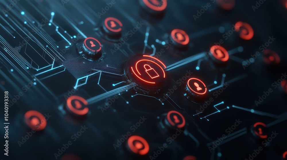 Poster exploring the complex interplay of cybersecurity and technology in the modern world