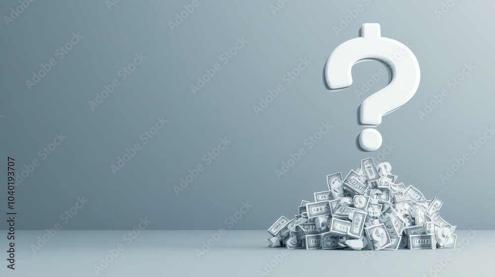 Poster exploring the value of money the question mark of financial uncertainty