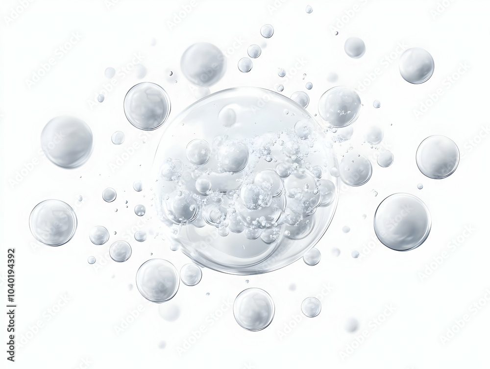 Canvas Prints Flat Stress Relief Micro Bubbles Concept Macro View White Dissolving Bubbles Representing Tension Release Camera Follows Bubbles Popping Suggesting Stress Management Tips Isolated On White Background 