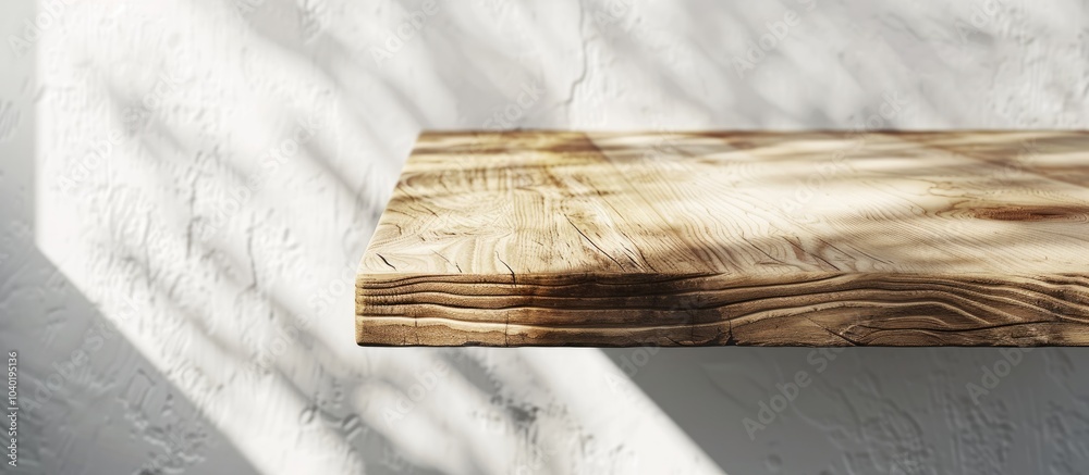Wall mural an angle of a wooden table corner captured on a white backdrop with ample space for additional graph