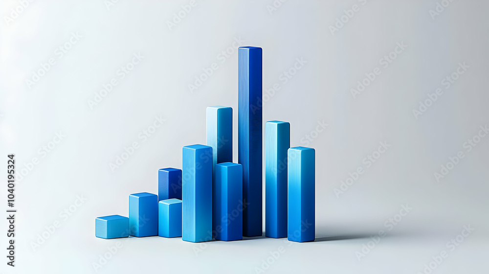 Wall mural 3D Vector Graphic Ascending Bar Charts Financial Growth Concept Sleek Modern Aesthetic Ideal Infographics Business Success Statistical Data Representation Icon