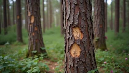 Obraz premium Natures resilience A tree with a heartshaped hole in its trunk