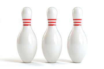 Three bowling pins isolated white