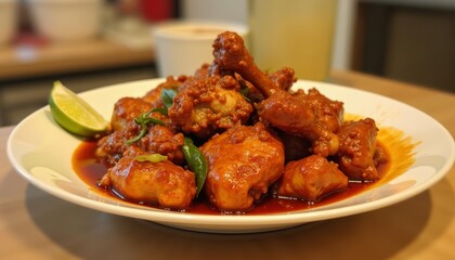 Fototapeta premium Deliciously spiced chicken wings ready to savor