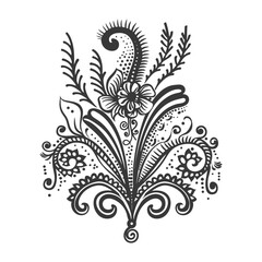 Ornamental Floral Design with Spirals and Dots