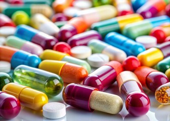 Realistic Medical Pills Isolated on White Background for Health and Wellness Promotion