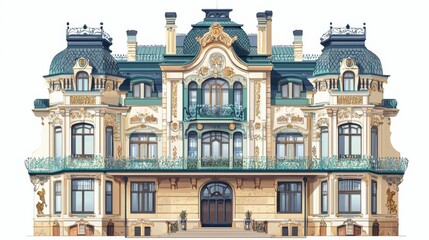 Fototapeta premium Ornate historic mansion with intricate architectural details