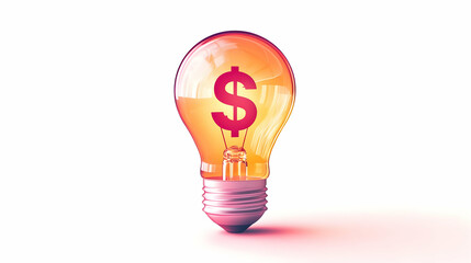 3D Vector Icon Lightbulb Dollar Sign Profitable Ideas Profit Generation Minimalistic Design Bright Colors White Background Innovate Financial Success Infographic Visual.