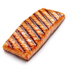 Grilled Salmon Fillet on White Background
