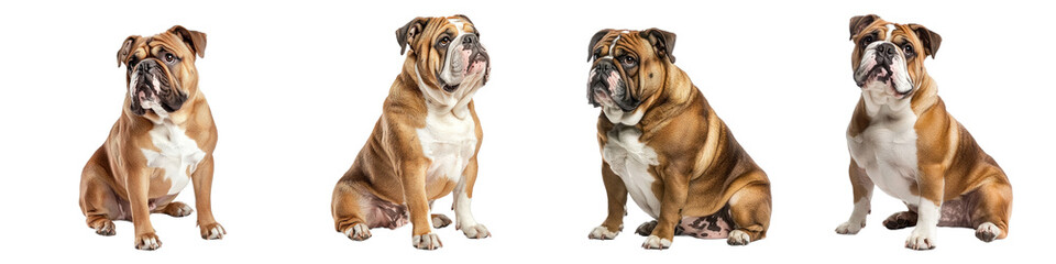 Obraz premium Bulldog with its wrinkled face and sturdy build, sitting with a relaxed demeanor. isolated on transparency background