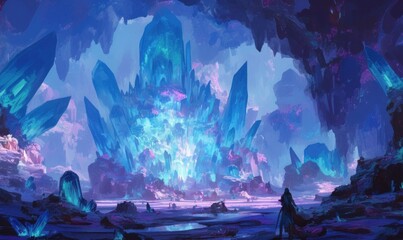 Mysterious Crystal Cave Fantasy Art Landscape