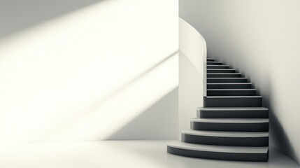 Fototapeta premium Abstract modern staircase with sleek design and ample space for copy