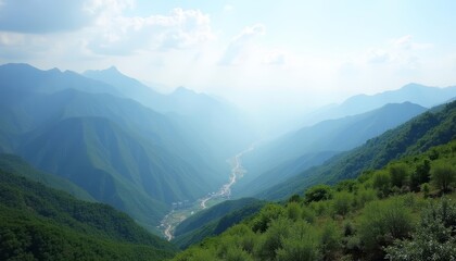 Obraz premium Epic Mountain Range with Valley and Sky