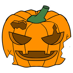 broken jack o lantern illustration hand drawn isolated vector	