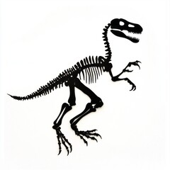 Fototapeta premium A skeleton of a dinosaur is shown in black and white
