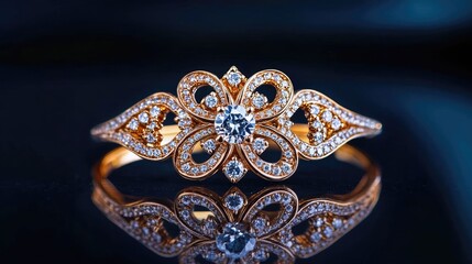 Elegant High-End Diamond Brooch on Dark Surface