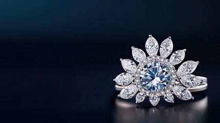 Fototapeta premium Elegant High-End Diamond Brooch on Dark Surface