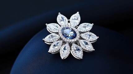 Fototapeta premium Elegant Diamond Brooch on Dark Background