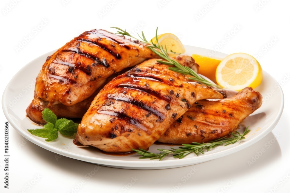 Sticker Grilled chicken lemon fruit meat.