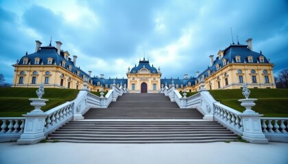Fototapeta premium Elegant European architecture under a dramatic sky