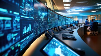 High-Tech Security Center Inside a Modern Bank