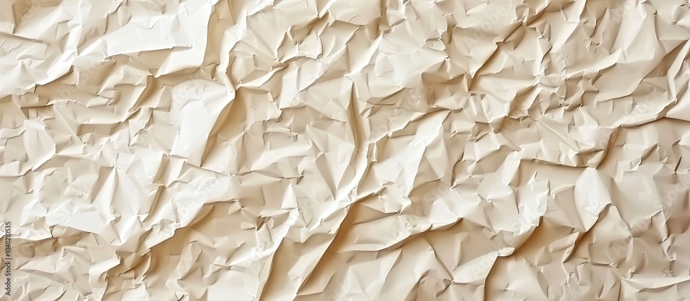 Poster cream recycled kraft paper with crumpled texture as a background providing a blank area for text or 