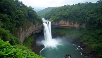 Fototapeta premium Epic Waterfall in the Heart of Nature