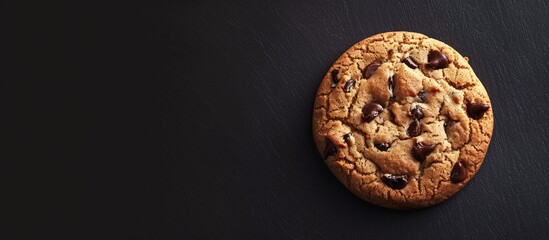 Isolated single chocolate chip cookie with copy space image