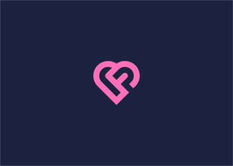 letter fp with love logo icon design vector design template inspiration