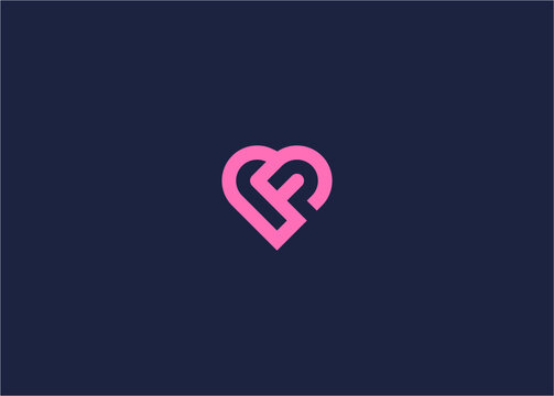 letter fp with love logo icon design vector design template inspiration
