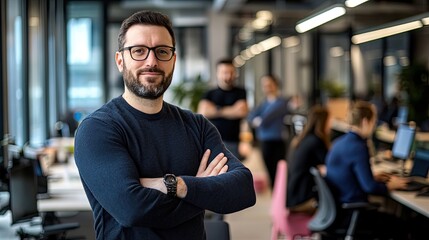 Confident Leader Observing Workplace Dynamics