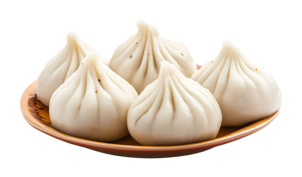 Fresh steamy modak dumpling isolated on transparent background. PNG file, cut out