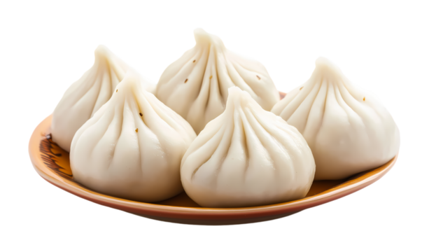 Fresh steamy modak dumpling isolated on transparent background. PNG file, cut out