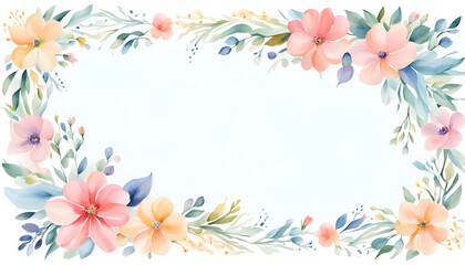 Set of floral bouquet of colorful flowers, Watercolor, flowers frame, Botanical plant illustration , elegant watercolor, mother's day, women's day, banner, templates, ai	