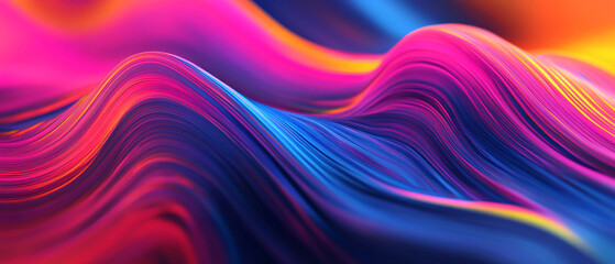 Obraz premium Abstract Wavy Lines in Vibrant Pink, Blue, and Yellow Colors