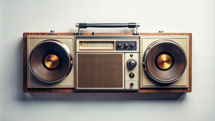 Retro Music Player Silhouette on White Background - Vintage Style Audio Device Illustration for Nostalgic Themes