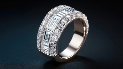Elegant Diamond Ring with Baguette Design