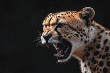 Obraz premium Cheetah's Open Mouth Close Up,