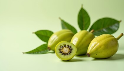 Obraz premium Fresh kiwi fruit with vibrant green skin and juicy flesh ready to be enjoyed