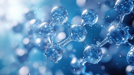 Detailed molecular structure featuring transparent bubbles.