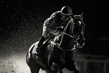 Naklejka premium Rider and Brown Horse